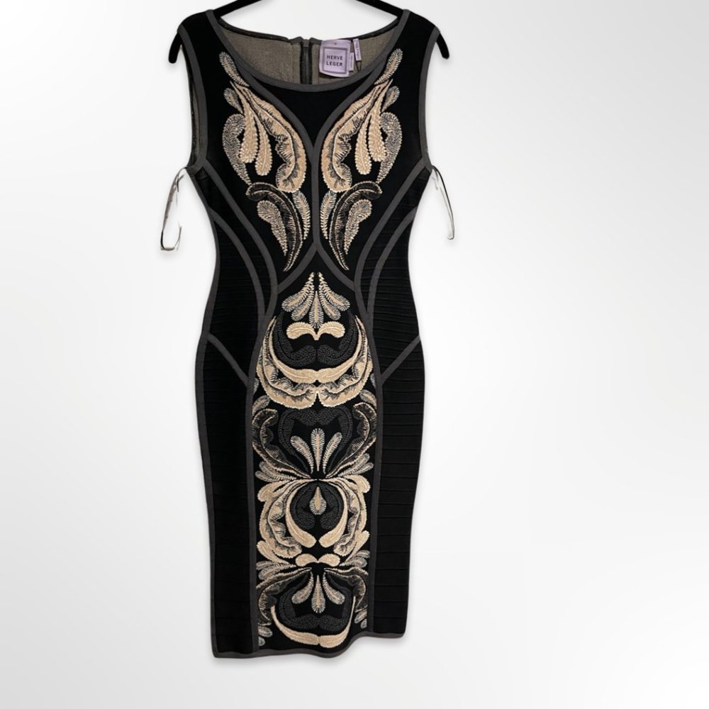 Herve Leger Embellished Bodycon Dress Size M